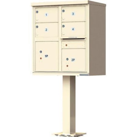 FLORENCE MFG CO Vital Cluster Box Unit, 4 Mailboxes & 2 Parcel Lockers, Sandstone 1570-4T5SDAF